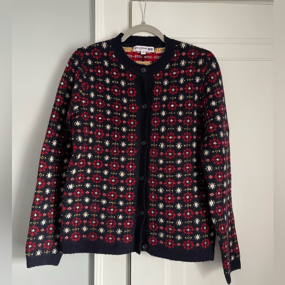 Ines de La Fressange x Uniqlo jacquard cardigan sweater